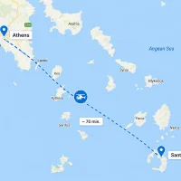 Helicopter transfer between Athens and Santorini