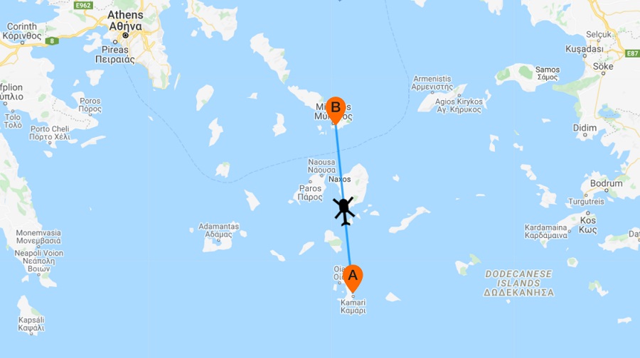 Mykonos to Santorini helicopter flight transfer