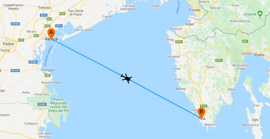 Venice to Pula helicopter transfer flight Venice to Pula helicopter transfer flight
