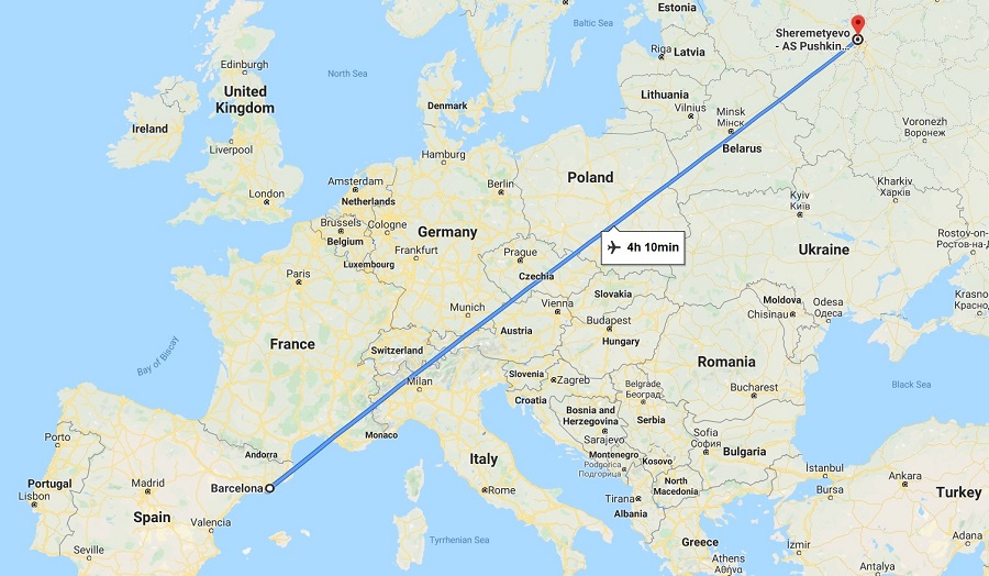 Barcelona to Moscow luxury private jet charter flights