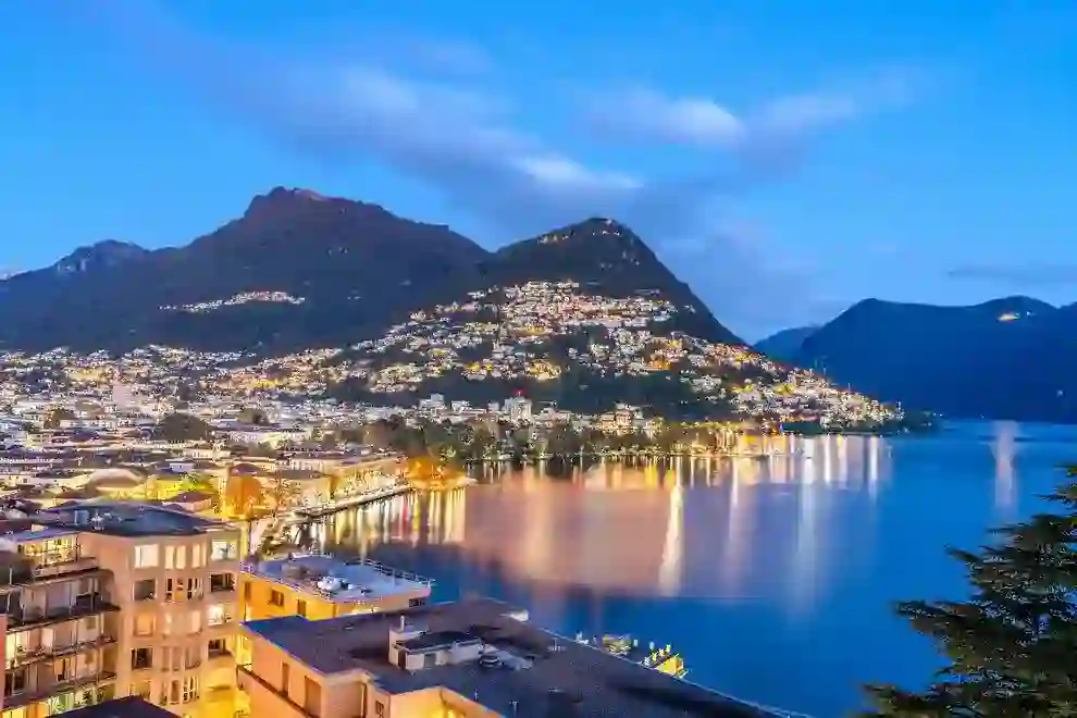 Lugano helicopter transfer route network